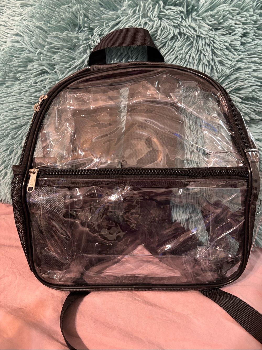 Clear PVC Black-Trim  Backpack - Transparent Travel Bag